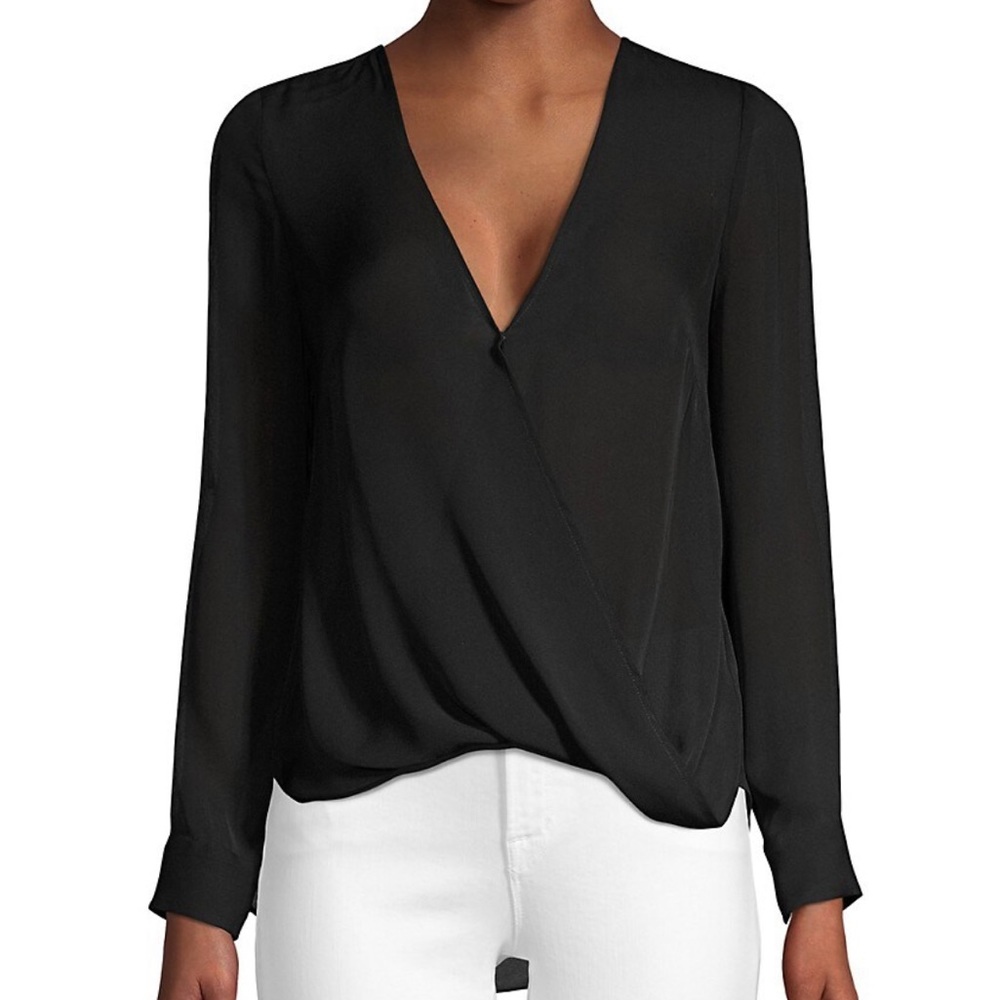 L'AGENCE Kyla Draped Silk Surplice Blouse